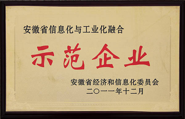 安徽省兩化融合示范企業(yè) 安徽省兩化融合示范企業(yè)